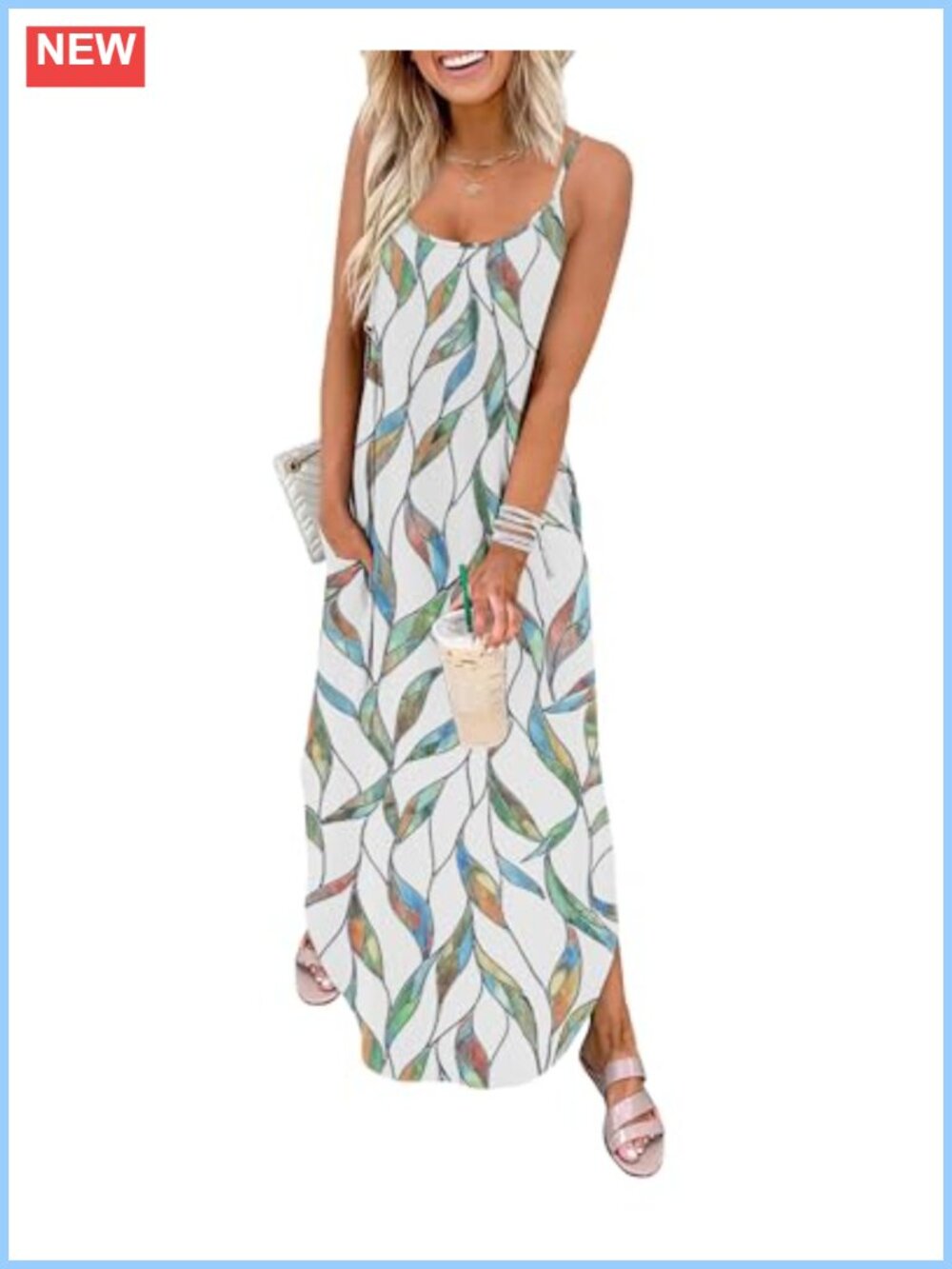 Flowy Casual Maxi Dress Sleeveless Spaghetti Strap Summer